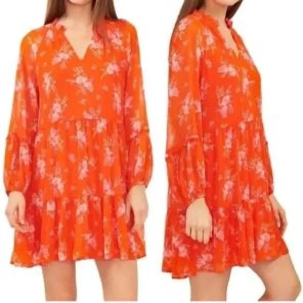 Vince Camuto Vibrant Orange Floral Dress Size XXL